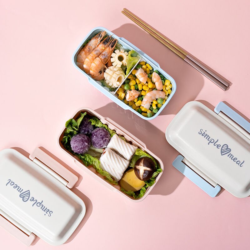 Plastic Lunch Box Food Container Microwave Oven Removable partition Lunch Bento Boxes Lunchbox