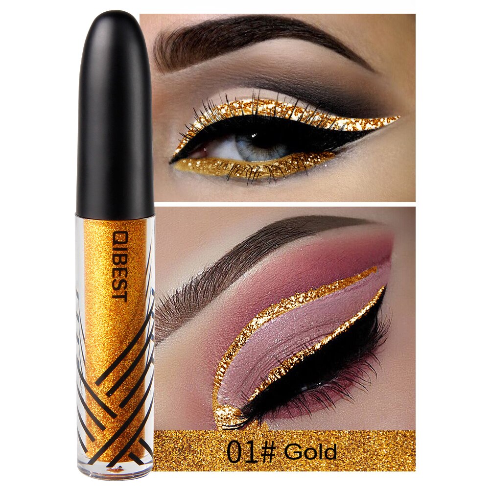 13 farver vandtæt flydende eyeliner glitter langtidsholdbar makeup eyeliner guld rød blå hvid eyeliner skinnende eyeliner: 01