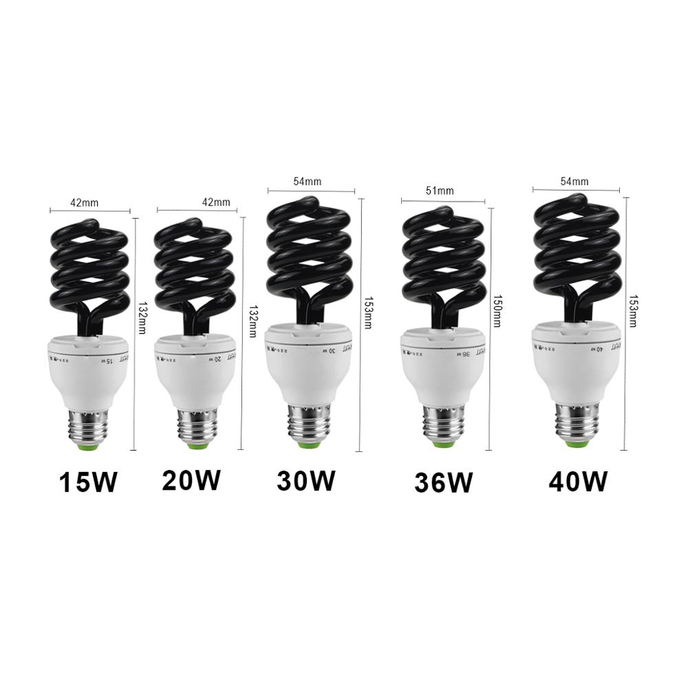 AC 220V E27 UV Ultraviolet Lamp BLB Black Light Blue Bulbs 15W-40W CFL Fluorescent Detection UV Lure Lamp Violet Decor Lights