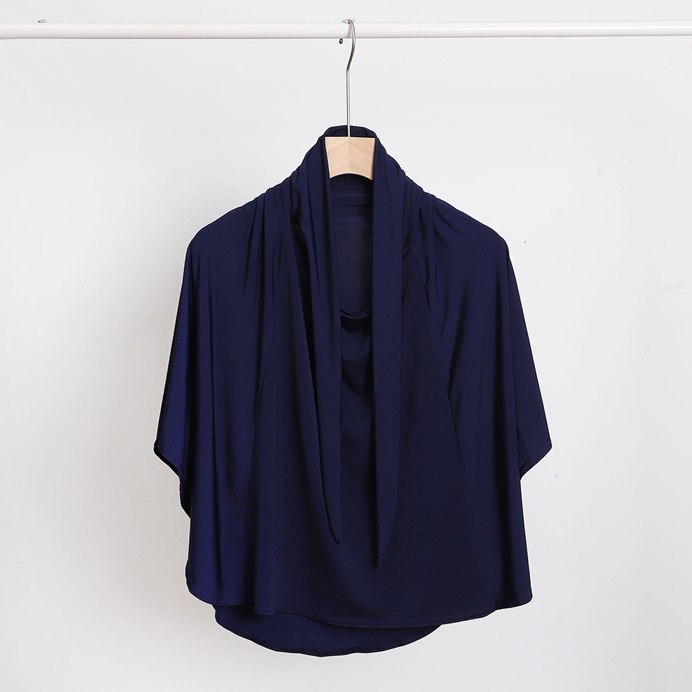 Ramadan Spring Summer Breathable Ironless Hijabs Long Instant Hijab Woman Ready To Wear With Face Masks Ready to Wear Hijabs: Blue