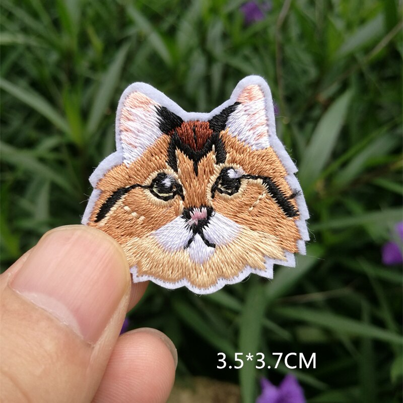 Computer embroidered badge cute little cat animal head embroidered cloth sticker decorative patch sticker: 6