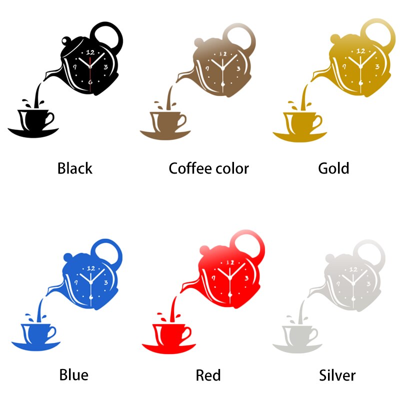 Teapot 3D Wall Clock Decorative Kitchen Wall Clocks Home Decor Clock Home Decoration Clocks