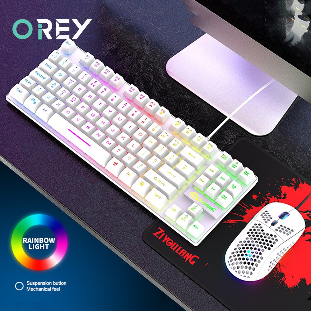 Mechanical feel Gaming Keyboard Mouse Combo Magic Ergonomic RGB Backlight Wire Keyboard Mouse Set For Laptop PC Gamer Computer
