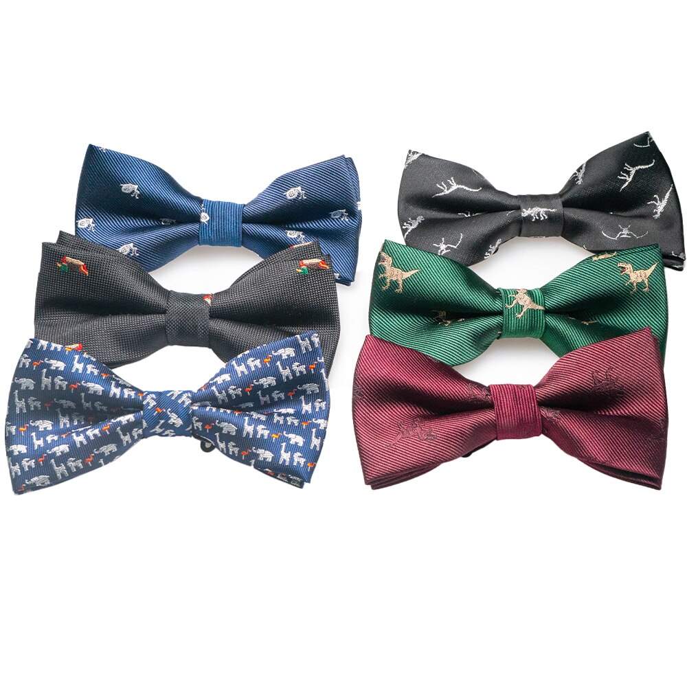 Nœud papillon en soie pour hommes, ajustable, à la , animal, renard, escargot, dinosaure, cravate, pour fête de mariage,