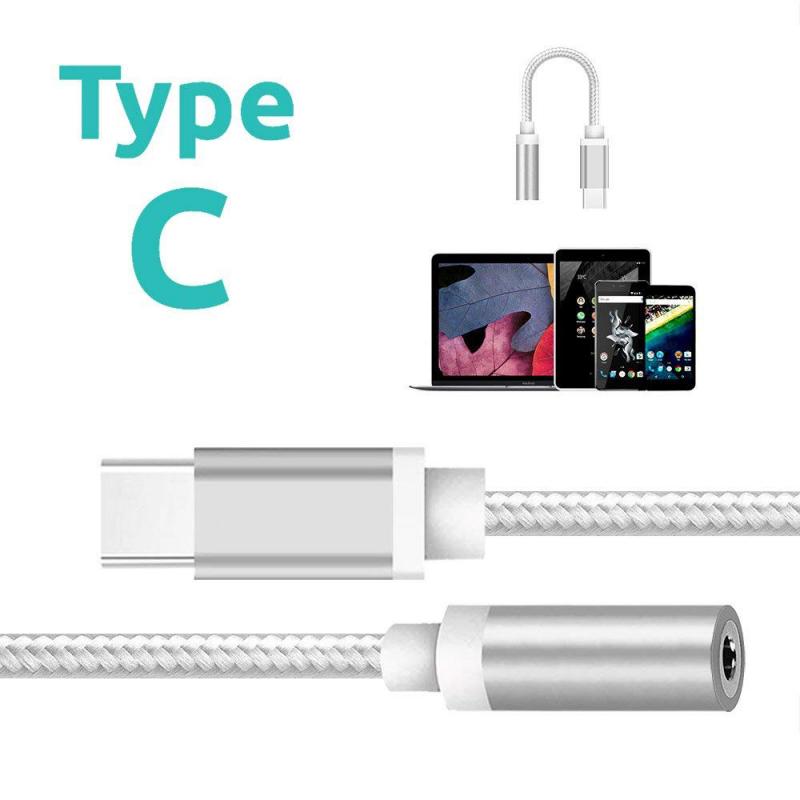 Weave Type C Naar 3.5 Mm Jack Koptelefoon Kabel Converter Aux Audio Kabel Usb Type C 3.5 Earphone Adapter voor Htc Huawei Iphone