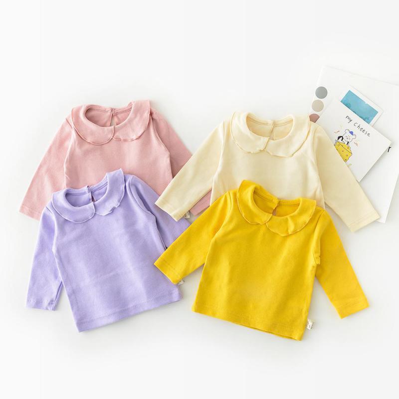 2022 Herfst Baby Meisje Kleding Katoen Lente Ins Lange Mouw T-shirt Candy Kleur Katoenen Tops Leuke Koreaanse Baby 0-3 Jaar Oud