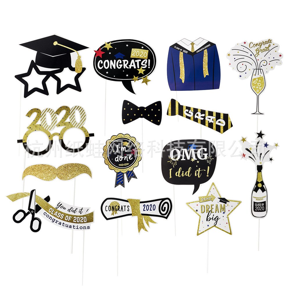 Hand-Held Graduation Season Photographic Prop 14 PCs Party Decoration Scene Decorative Supplies