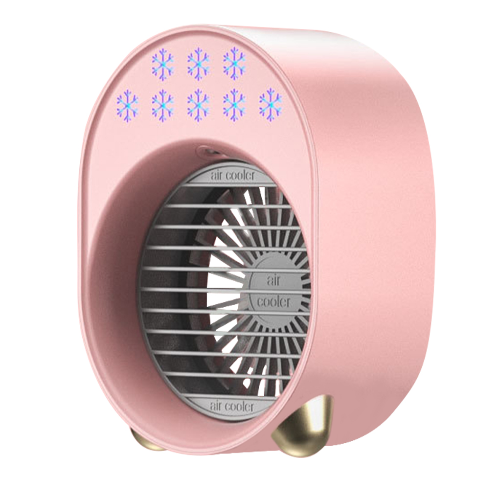 Fan 3W USB Water Cooling Fan with LED Light Summer Cooler Home Office Desktop Cooling Tool: pink
