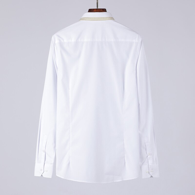 Merke skjorte herre langermet slim casual chemise homme ren bomull business mannlige dress skjorter pluss størrelse camisas