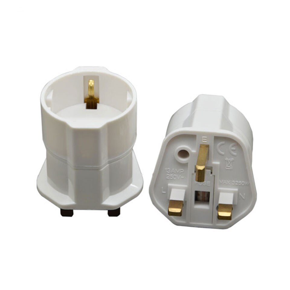 13A International Plug Adaptor Universal Travel Socket UK To EU Plug AC Power Charger Converter Fused Overload Protector 3250W