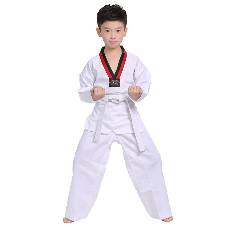 White Taekwondo Uniforms WTF Karate Judo Taekwondo Dobok Clothes Children Adult Unisex Long Sleeve TKD Clothing