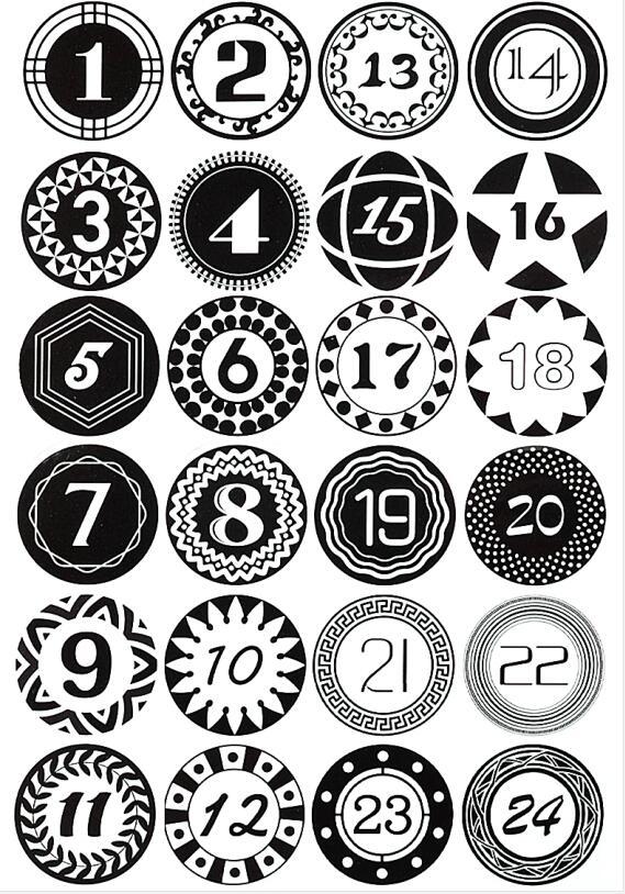 Merry Christmas Stickers Advent Calendar Number Paper Stickers Multi-Function DIY Crafts Packaging Labels Decor Tools