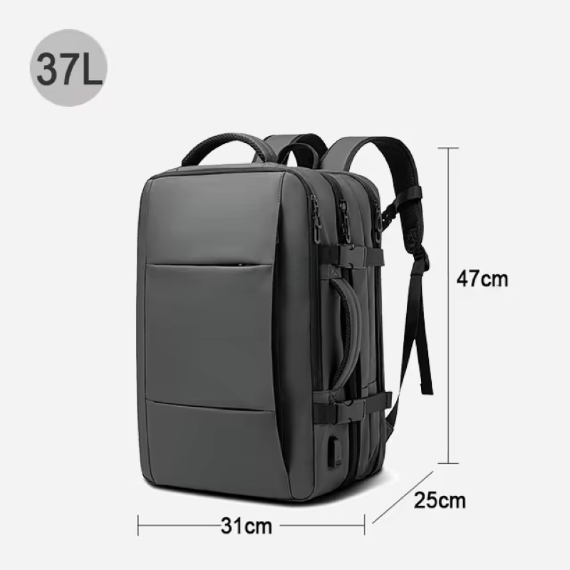 Men's business backpack expandable commercial laptop backpack travel bag large capacity waterproof backpack: Beige