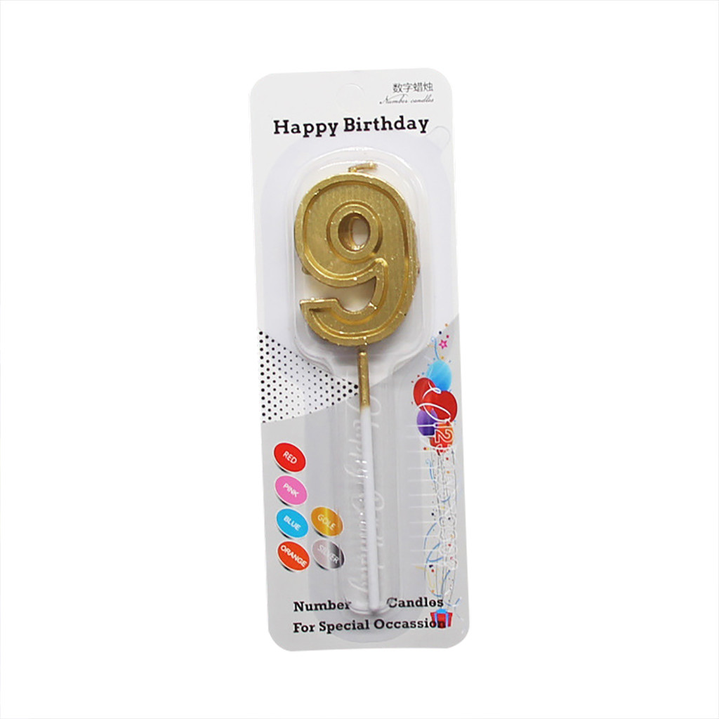 1pc paillettes or R 0-9 nombre bougies joyeux anniversaire gâteau Topper ornements Cupcake décoration cire artisanat fête d'anniversaire fournitures: I