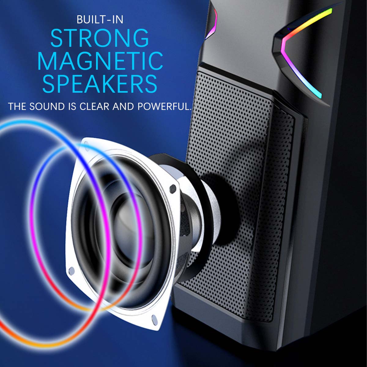 K201 Krachtige Bass Usb Notebook Stereo Speakers Subwoofer Rgb Licht Bedrade Draagbare Volledige Frequentie Luidspreker Voor Desktop Pc Laptop