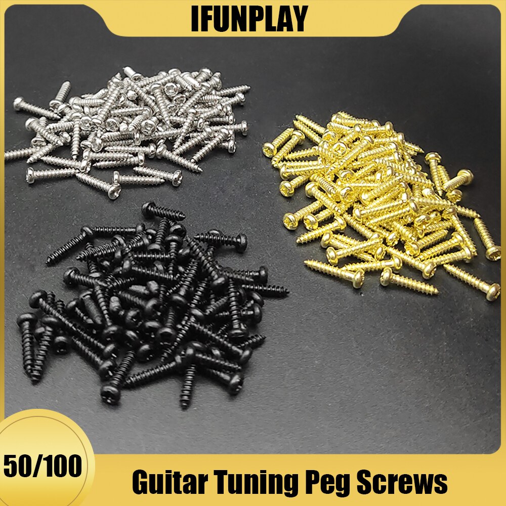 50/100 stk 2*10mm guitar stemmestift maskinhoved skrue  m2*10 skrue til akustisk elektrisk guitar ukulele bas stift