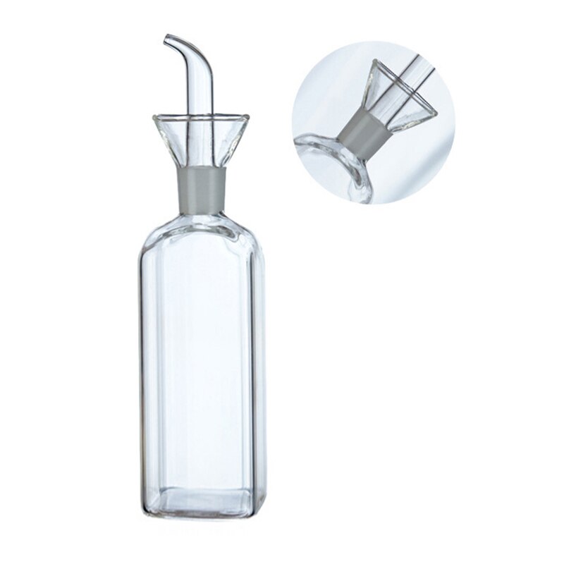 1Piece Glass Condiment Bottles Transparent Clear Rectangle Transparent Glass Oil Pot Household Leakproof Vinegar Sauce Bottle