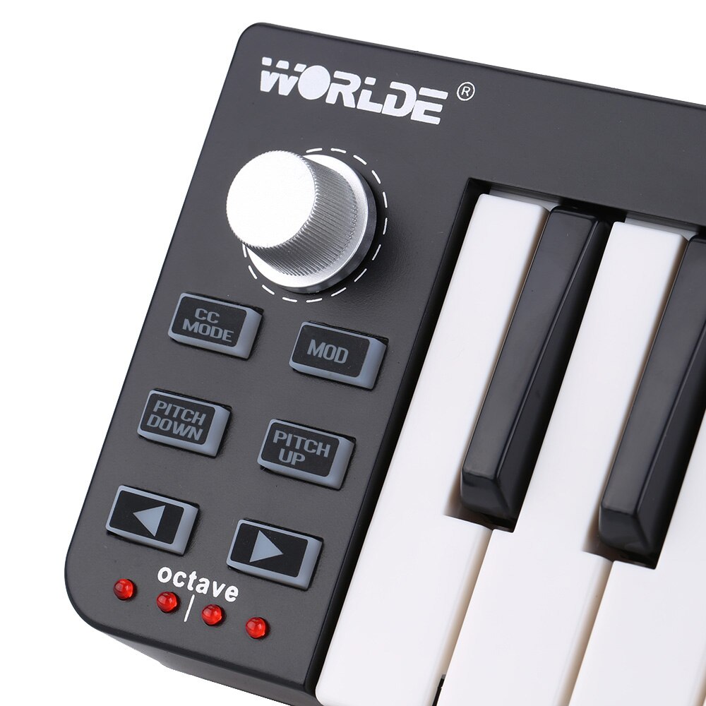 Worlde-teclado MIDI Easykey.25 portátil, minicontrolador USB de 25 teclas, instrumento electrónico