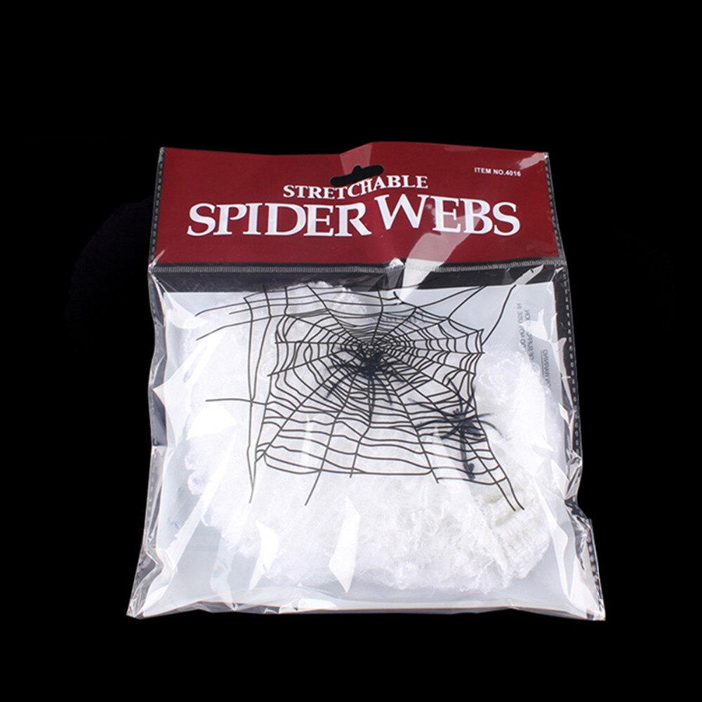 Halloween Scary Party Scene Props White Stretchy Cobweb Spider Web Horror Halloween Decoration For Bar Haunted House: White
