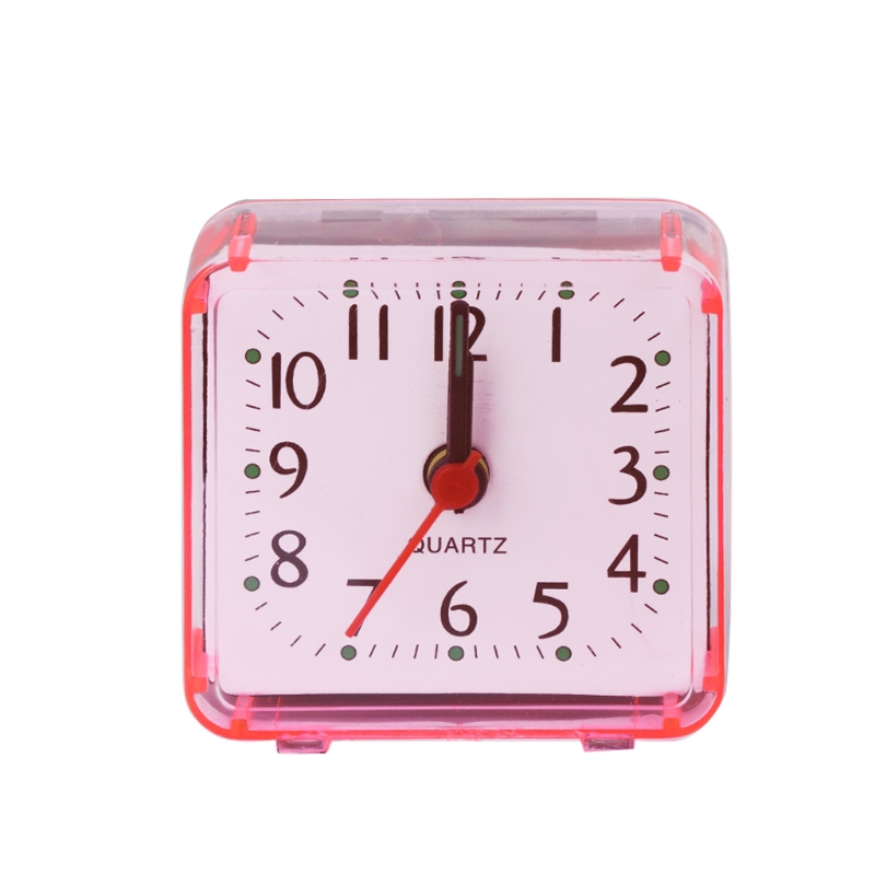 Mini Square Quartz Beep Alarm Clock Plastic Desk Table Travel Trip Portable White/Green/Blue/Pink: Pink