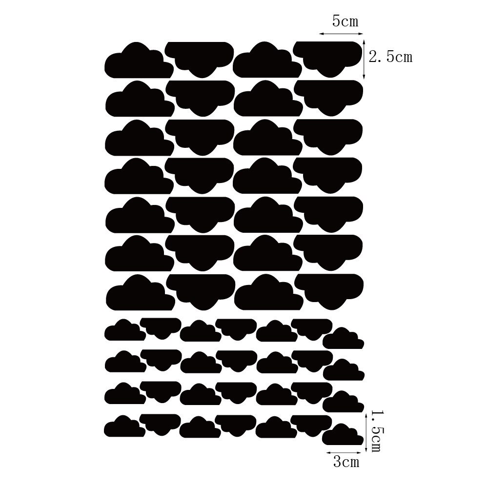 56Pcs White Clouds Wall Stickers Home Decor For Kids Room Decorative Baby Bedroom Nursery Cartoon Cute Sticker: Black 56pcs