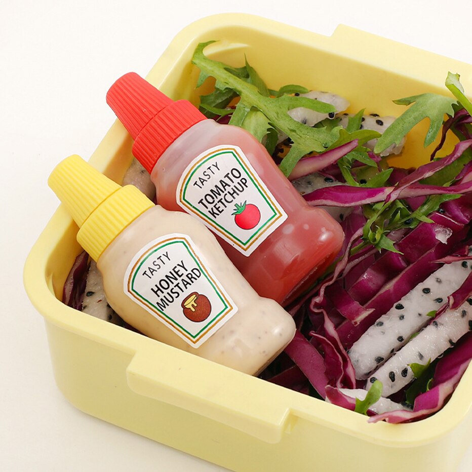Mini botella de salsa para condimentos, contenedores pequeños para salsa, cerdo, elefante, conejo, León, pollito, botella de salsa de soja, caja Bento