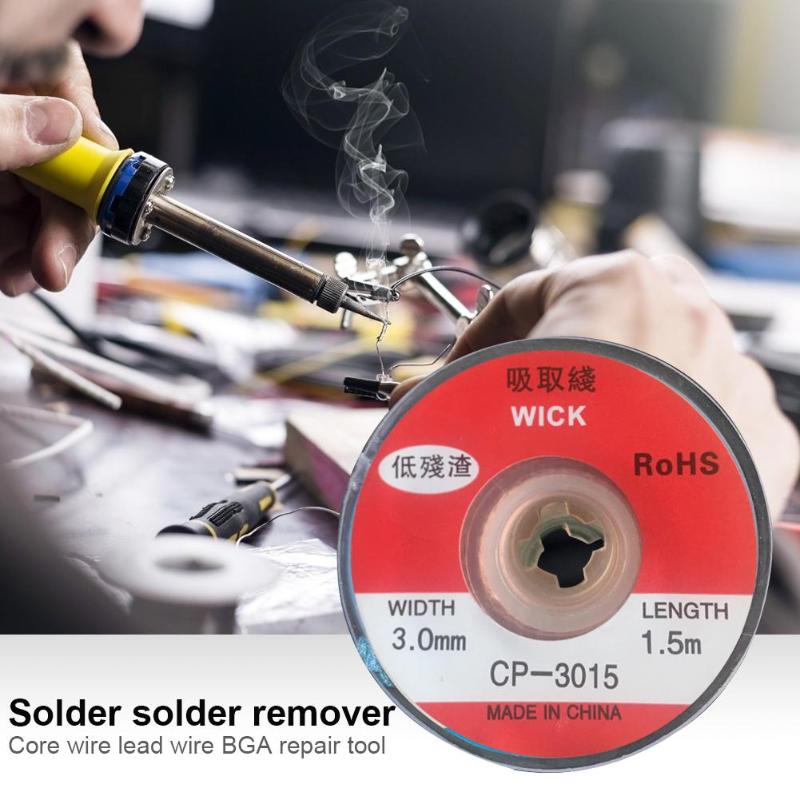 1.5m desolder fläta lödborttagare veken kabel bga reparationsverktyg flux tråd sladd korrekt säkerställer maximal ytspänning