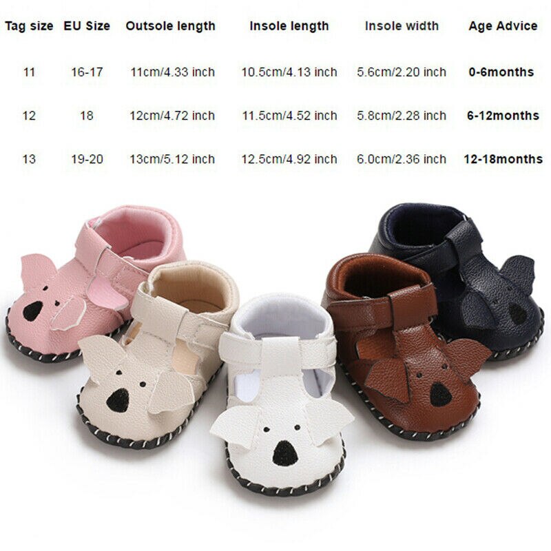 Cute Animal Bear Newborn Baby Shoes Sandals Soft Crib Sole Leather PU Toddler Girls Boys Shoes Toddler Kids Prewalker Clogs