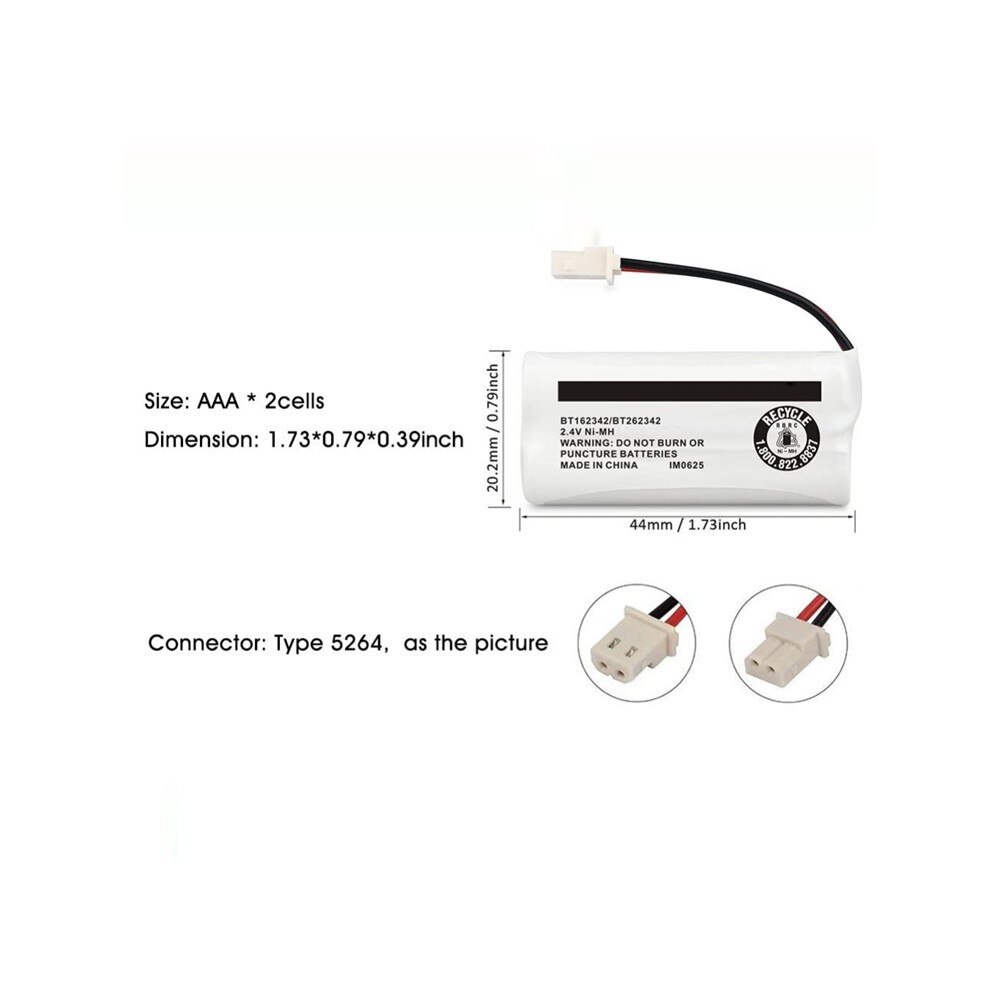 2.4V Ni-Mh 800mAh BT162342 BT283342 Cordless Phone Battery for VTech CS6114 CS6719 AT&amp;T EL5210 EL52300 CL81101 Handset Telephone