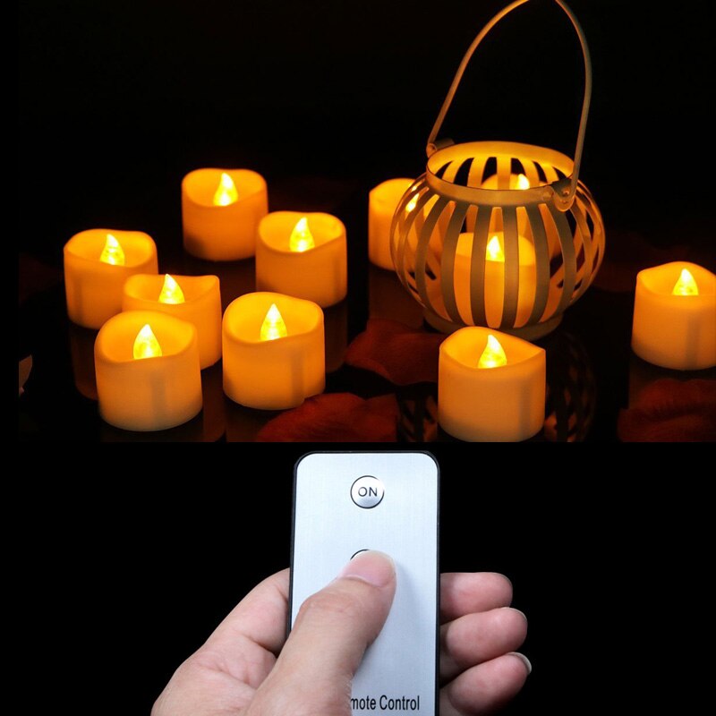Pack of 3 Yellow Flicker Light Remote candele,Warm white velas perfumadas,Flameless Flickering candles home decoration: yellow light remote
