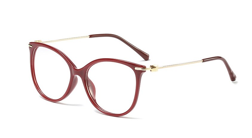 45772 Cat Eye Retro Glasses Frames Men Women Optical Computer Glasses: C3 wine red clear