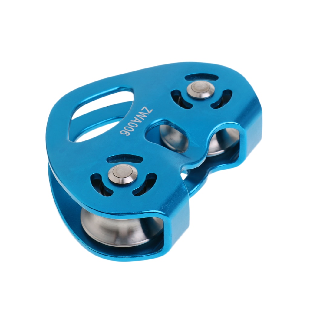 30KN escalade tyrolienne câble chariot vitesse rapide Double poulie Double vitesse poulie pour 13mm corde accessoire extérieur-bleu