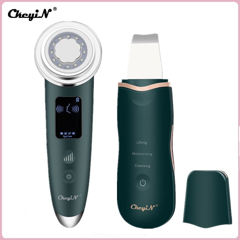 CkeyiN-máquina masajeadora Facial RF EMS LED, depurador de piel ultrasónico con fotones, calefacción, limpieza profunda de cara, absorción de nutrientes