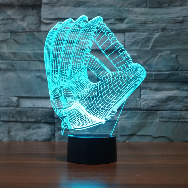 Chrismas Tafellampen Baseball Handschoen Night Lamp 3D LED Nachtlampje Acryl Kleurrijke Gradiënt Sfeer Lamp Beste