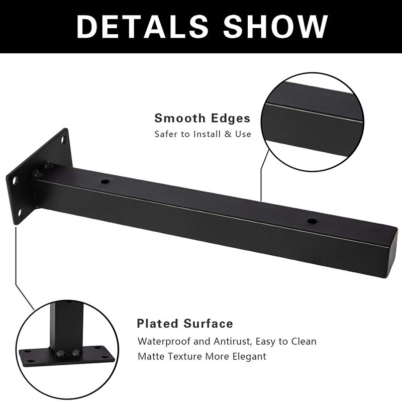 Zwart Ijzer Plank Beugel 12 Inch, Diy Open Rekken Industriële Art Stijl Muurbeugel 2 Stuks Inclusief Hardware