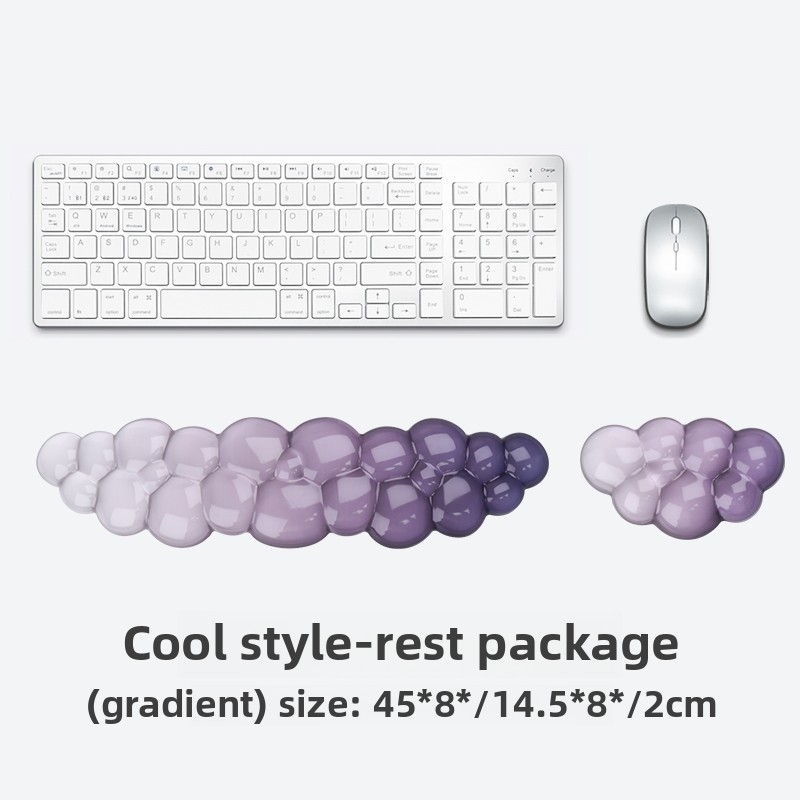 Mouse pad with wrist support keyboard support non-slip silicone transparent gradient cloud shape desktop office game mouse wrist: Dark Brown