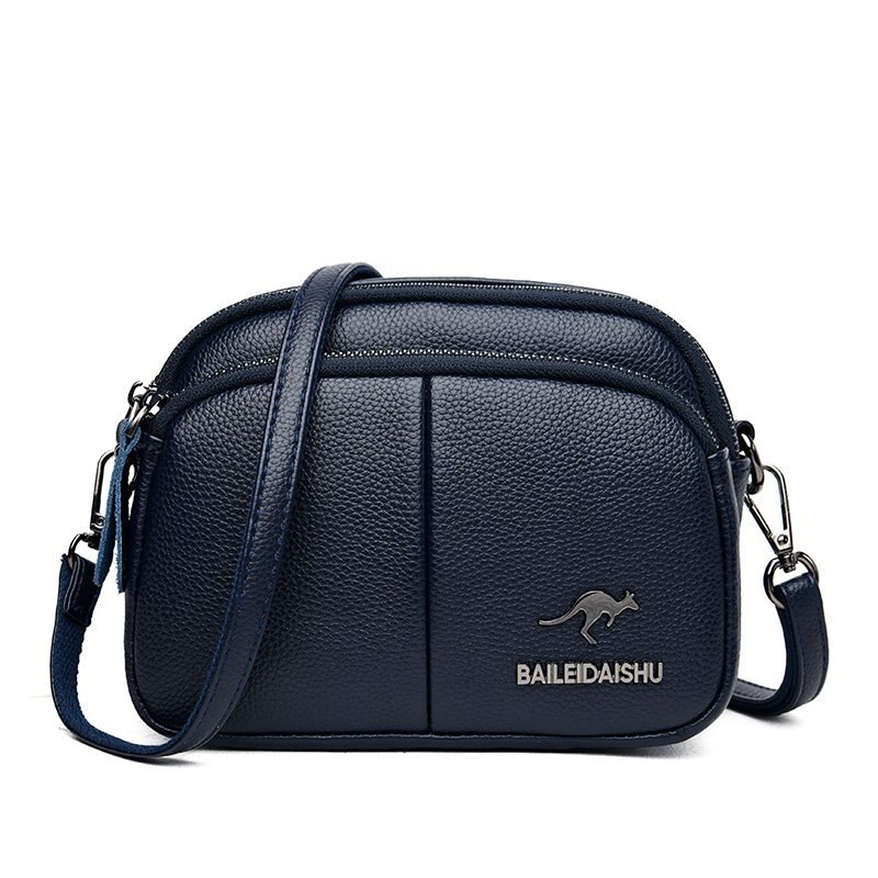 Casual zachte leren kleine schoudertassen voor vrouwen eenvoudige dames crossbody tas merk handtassen: Donkerblauw