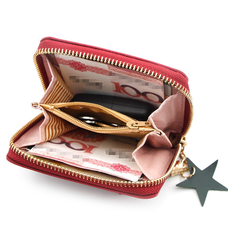 Women's Mini Wallet Candy Color Cute Coin Purse Card Package Wallets Heart-shaped Embroidery Women Short Wallet Multi-function