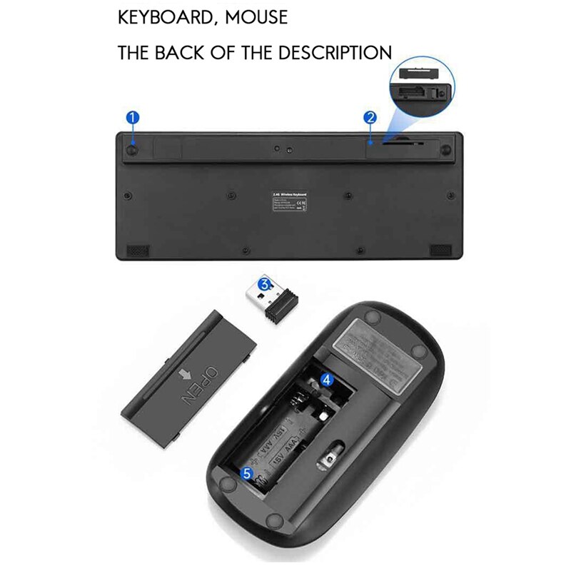 Wireless Keyboard And Mouse Combo Small And Quiet Chocolate Key 2.4Ghz 64-Key Wireless Keyboard And Mouse Combo(Black)