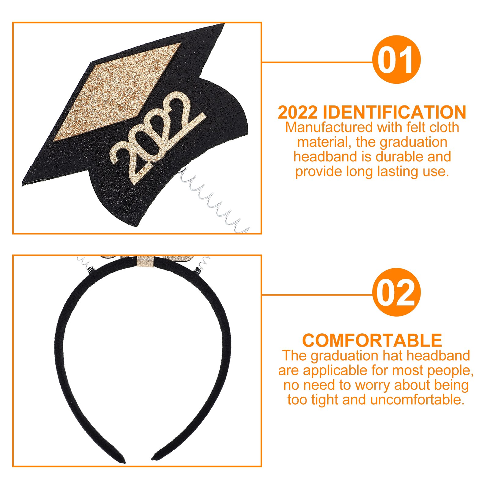 2pcs Chic Graduation Headdress Graduation Party Headband Graduation Caps Hairband Graduation Hat Headband