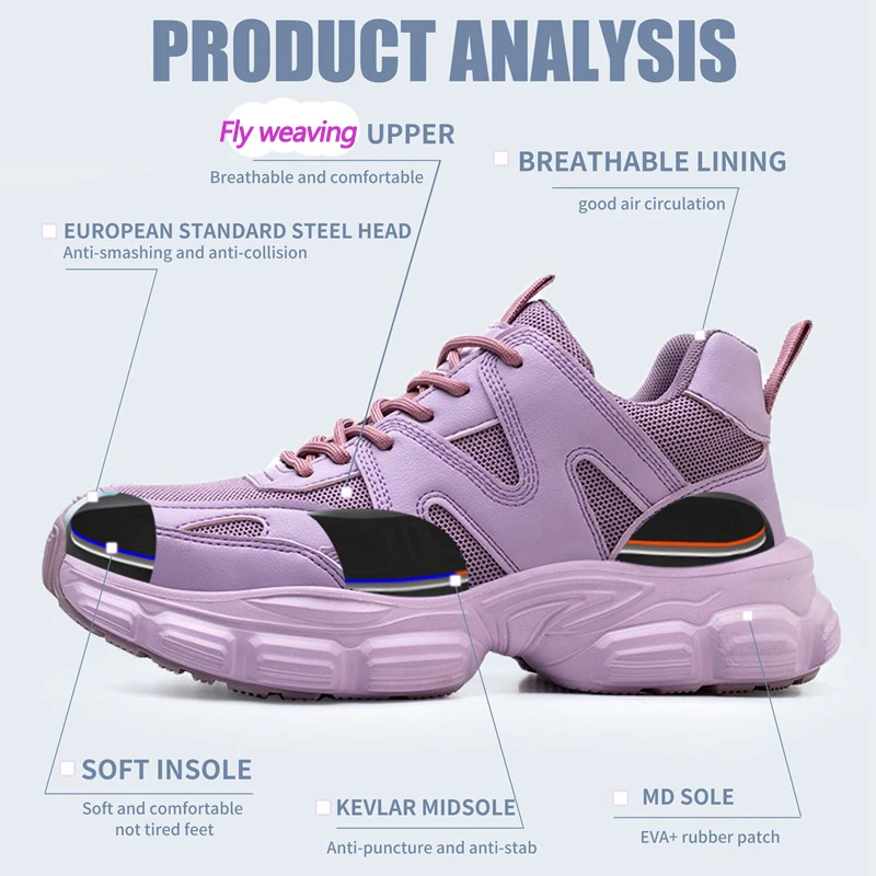 Protective Shoes For Women Men Work Sneakers Safety Shoes Anti-smash Anti-puncture Indestructible Shoes Work Boot