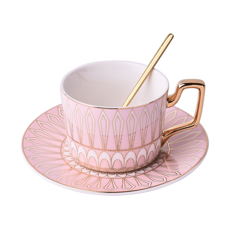 Tea Cup Saucers Bone China Teacups Coffee Cups Coffee Cup Saucers Set Mug Coaster Dish Set Office Tea Set Home Coffee Set: C Pink