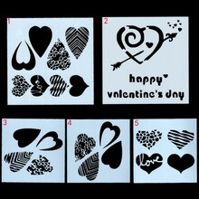 5pc Heart Pattern Stencil DIY Walls Layering Painting Template Decor Scrapbooking Embossing Album Office School Supplies 13cm: Default Title