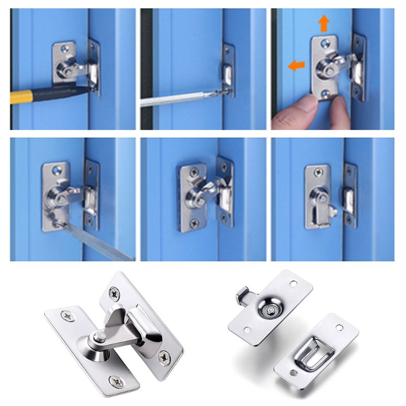 Stainless Steel 90 Degree Right Angle Buckle Hook Door Lock Bolt for Sliding Door Latch Bar Window Home Furniture Hardware