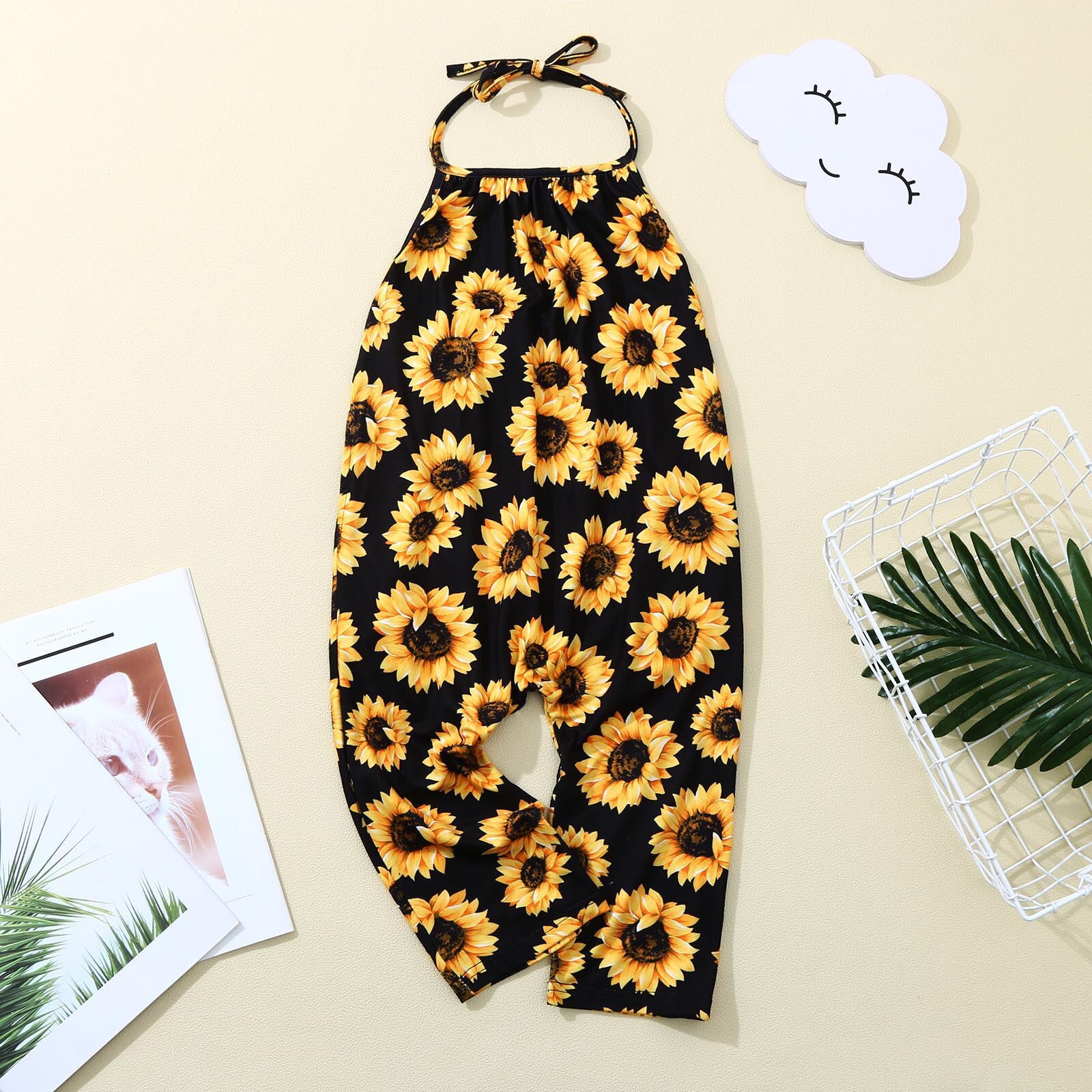 Een Stuk Meisje Romper Jumpsuit Kids Bloem Halter Mouwloze Romper Jumpsuit Speelpakje Outfits Zomer Bloemen Mode Sunsuit