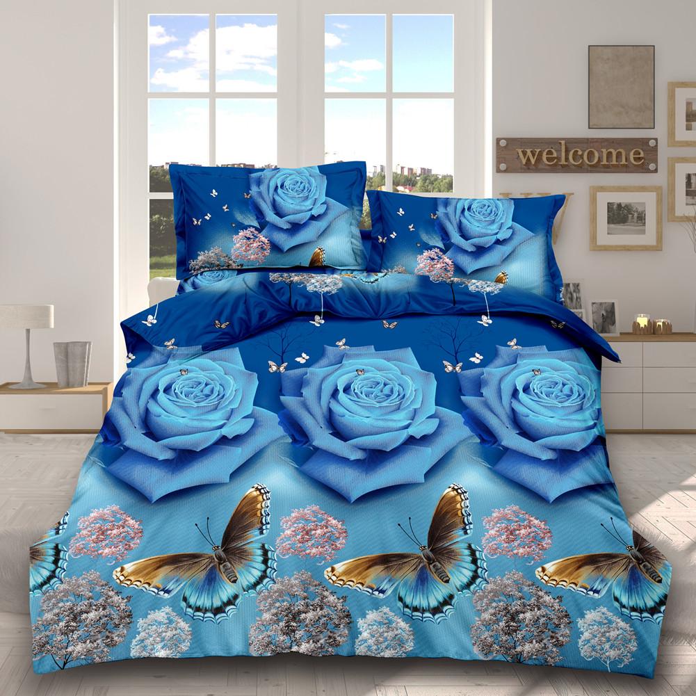 4 Stks/set 3D Gedrukt Stijlvolle Bed Set Laken Dekbedovertrek Kussenslopen Bruiloft Housewarming Decoratie: A