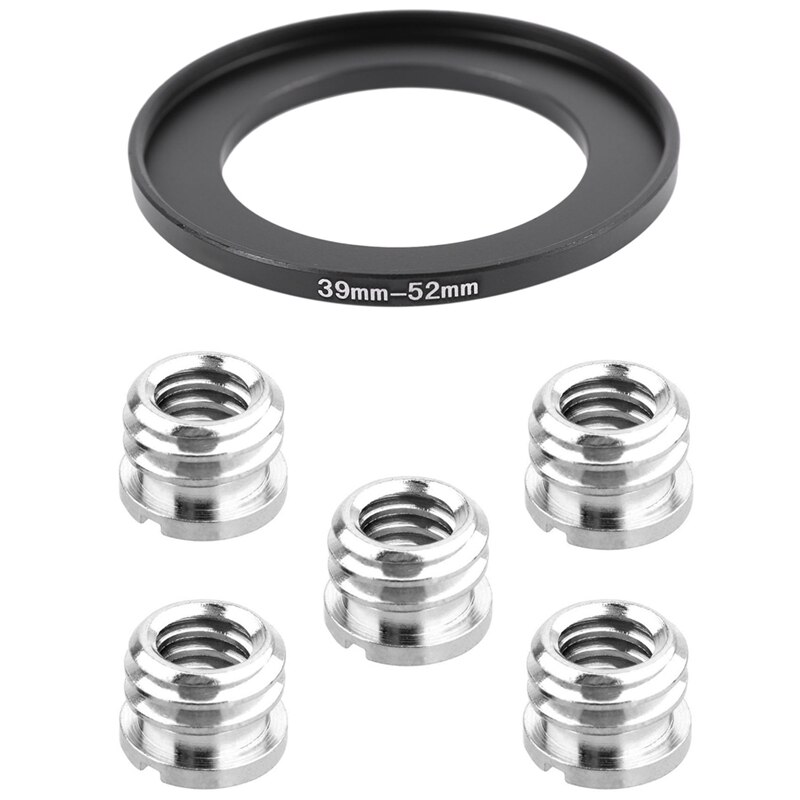 RISE-1X Camera 39Mm Tot 52Mm Metalen Step Up Ring Adapter &amp; 5X 1/4 Inch Tot 3/8 Inch Converteren schroef Standaard Adapter: Default Title