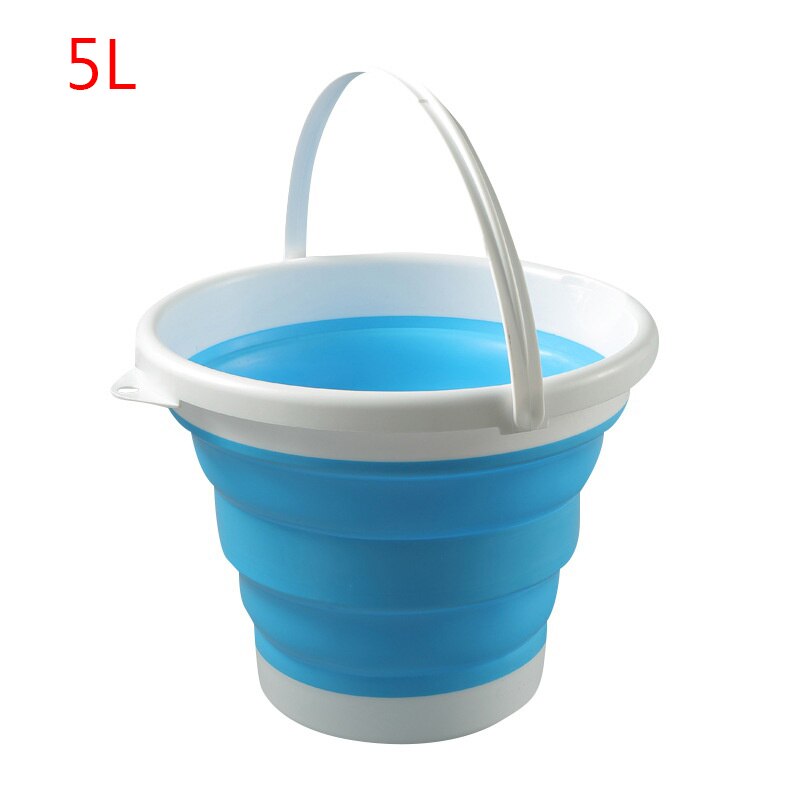 Draagbare opvouwbare emmer siliconen plastic auto emmer kinderen buiten visreis huishoudelijke multifunctionele emmer: Blauw 5l