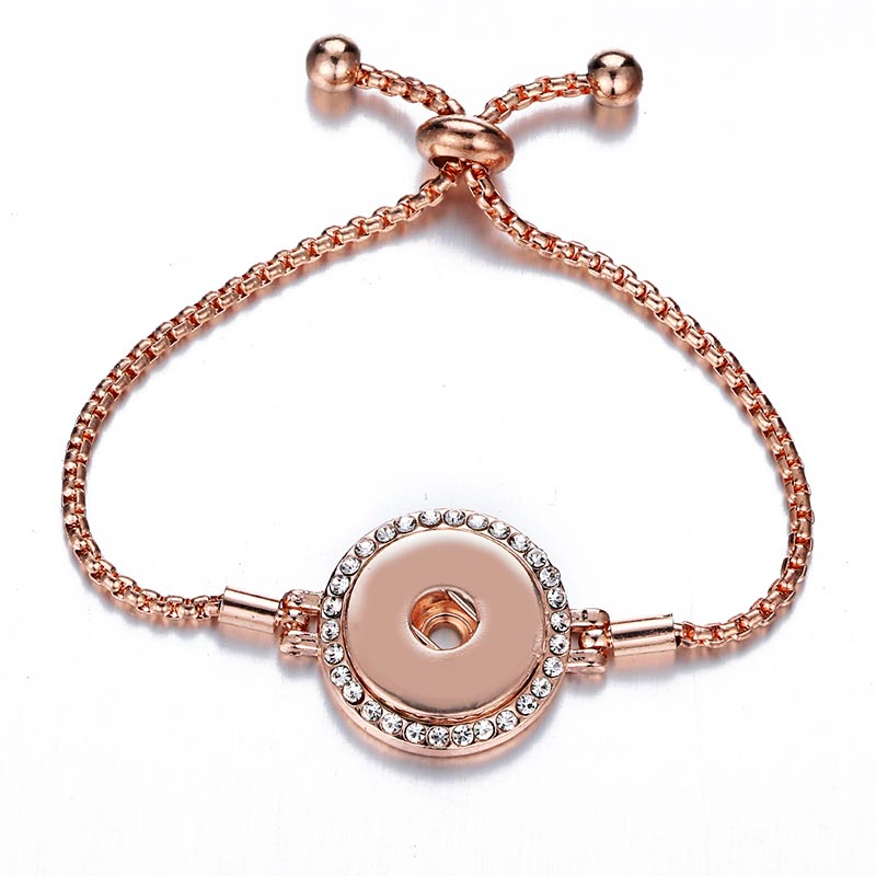 SG0127 Mode Eenvoudige Crystal Verzilverd/Gouden Verstelbare Ketting Metalen Snap Armbanden Fit 18Mm Snap Knoppen Sieraden: SG0127Rose golden