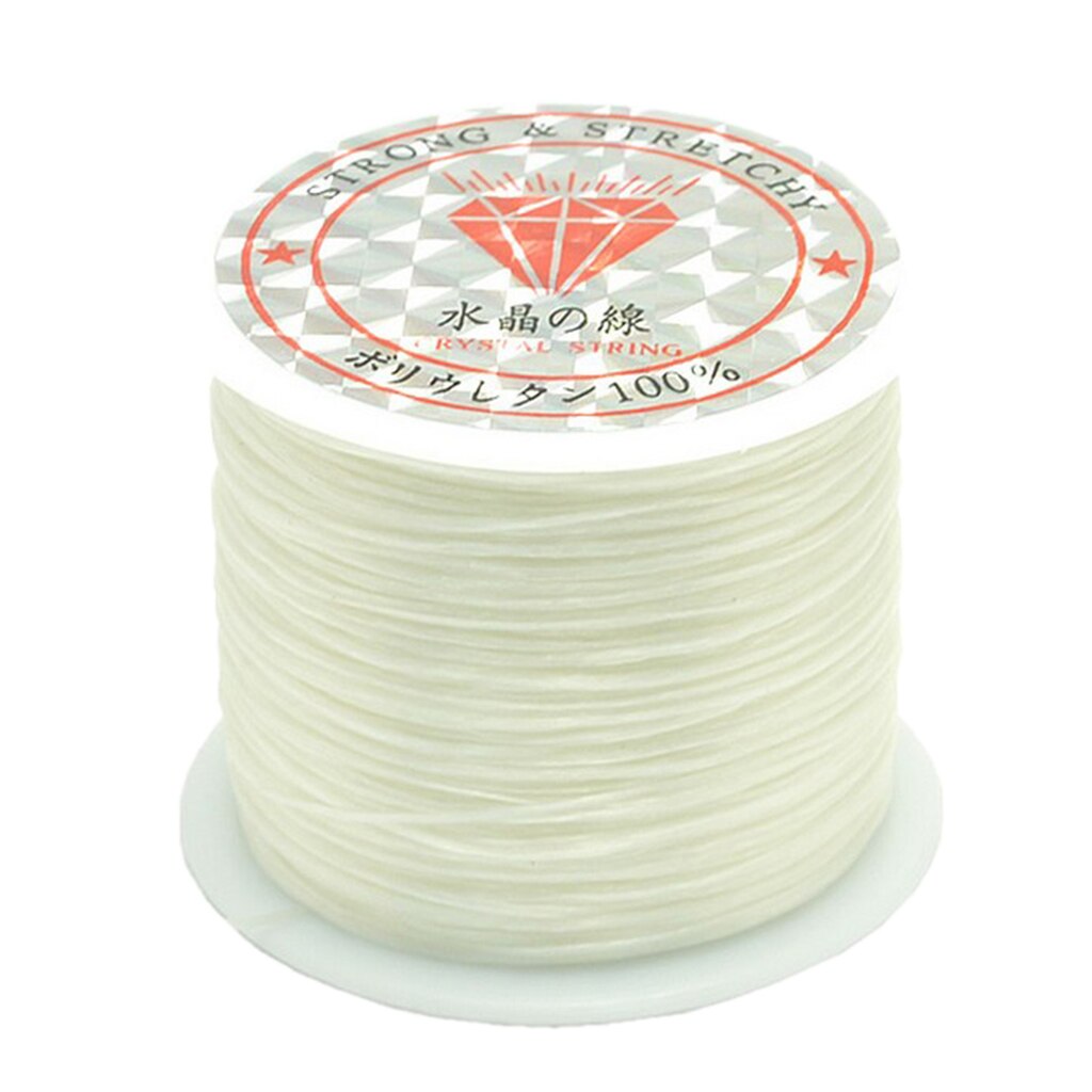0.5mm stretch polyester tråder perlesnor 50m per rull for armbånd halskjede smykker lagerutstyr: Hvit
